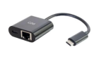 C2G USB-C Ethernet Adapter W/Power Black