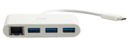 C2G USB-C Ethernet and 3-Port USB Hub White