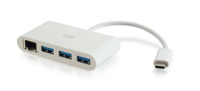 C2G USB-C Ethernet And 3-Port USB Hub White